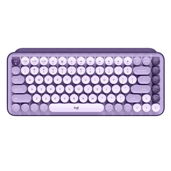 Keyboard vintage logitech inalámbrico color morado